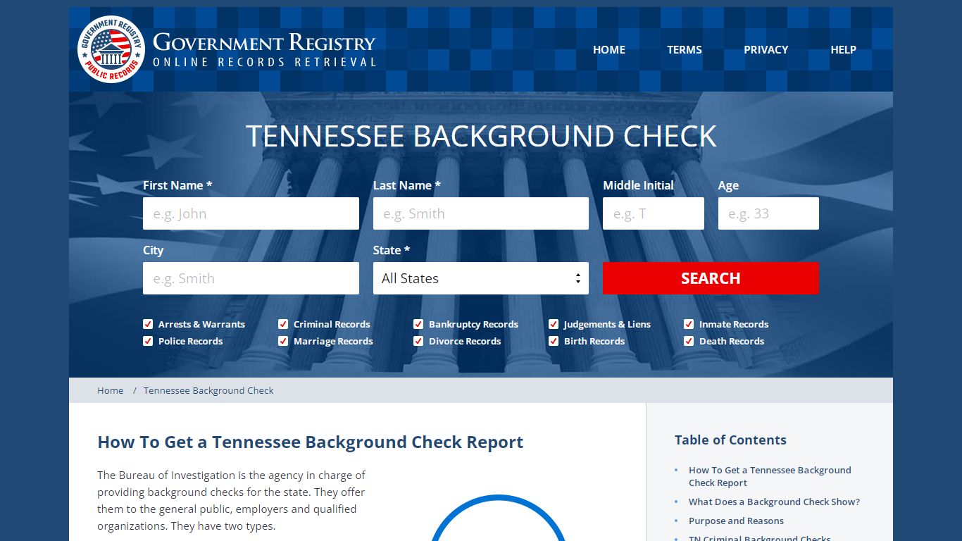 Tennessee Background Checks Online - GovernmentRegistry
